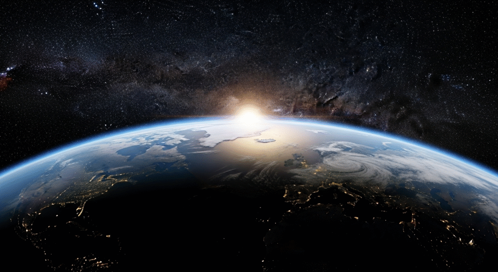 What If the Moon Suddenly Disappeared? A scientific illustration showing Earth from space after the moon disappeared, highlighting the catastrophic impact on the planet's oceans and climate.