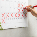 A person's hand marking an 'X' on a calendar, showing a key step or Guide to Build a Healthy Habit that actually lasts